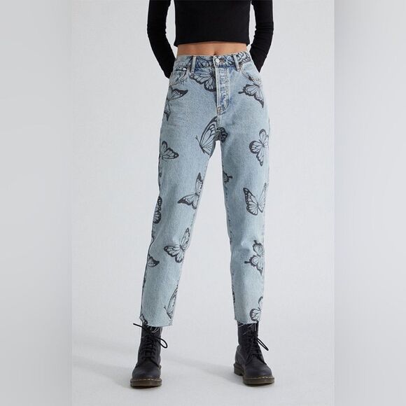 PacSun Denim - PacSun Eco Butterfly High Waisted Straight Leg Jeans size 26